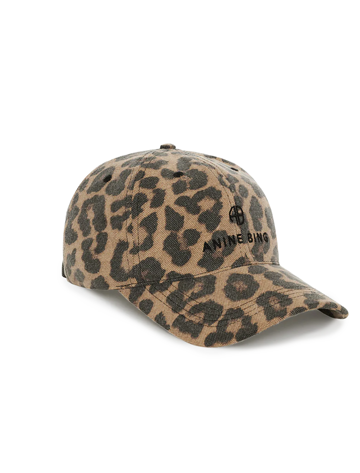 jeremy baseball cap in black and brown leopard