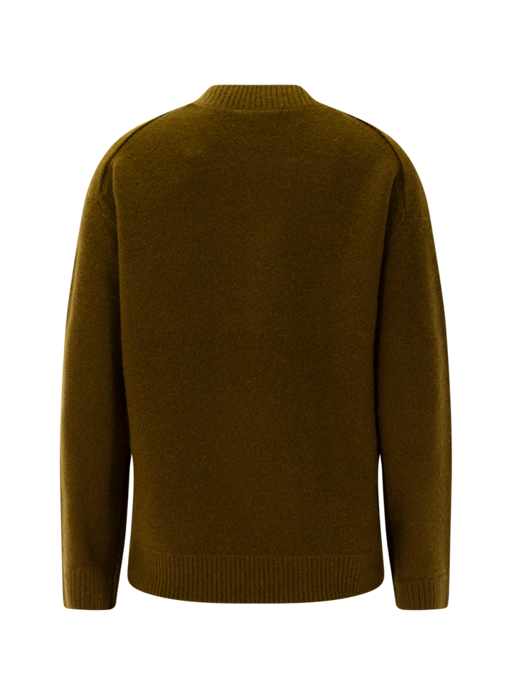 cashmere crewneck sweater in moss ochre