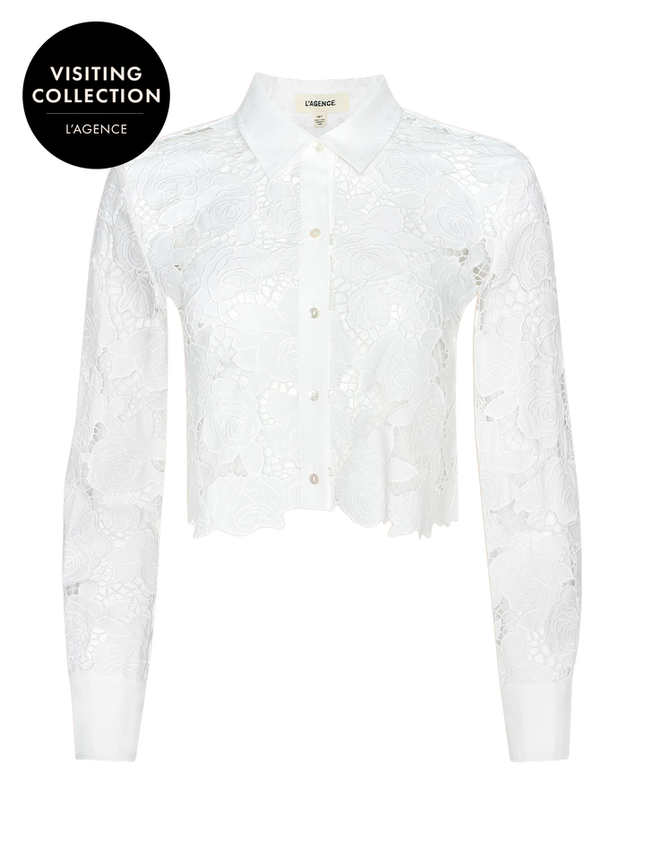 seychelle cropped eyelet blouse in ivory