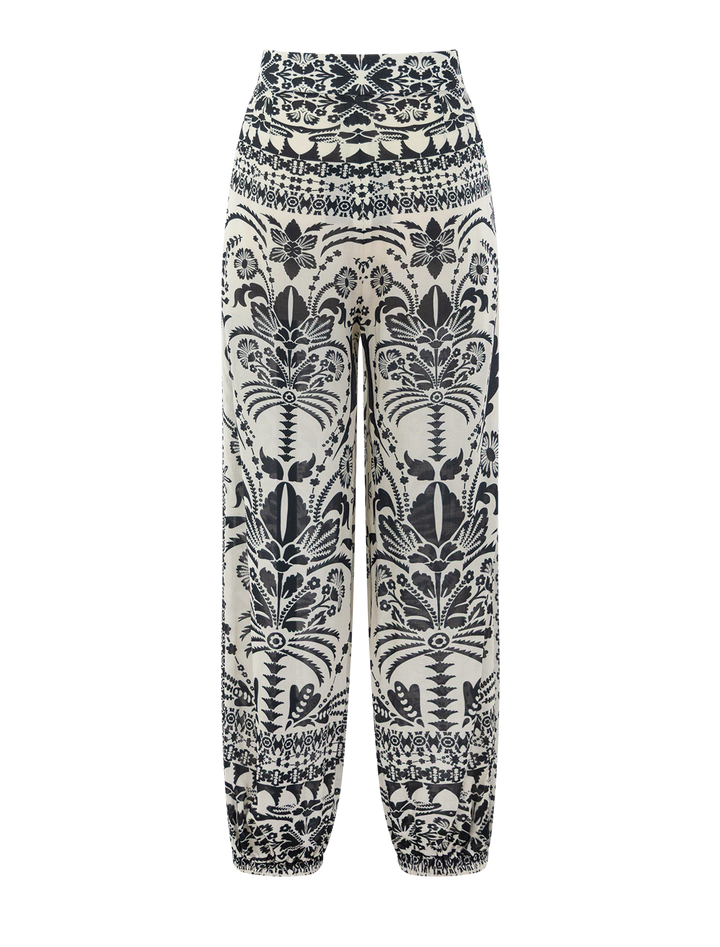 harem trouser in ivory batik