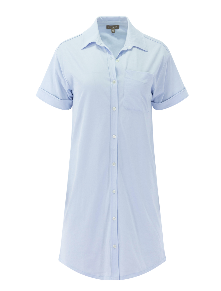 organic easy shirt dress in hydrangea