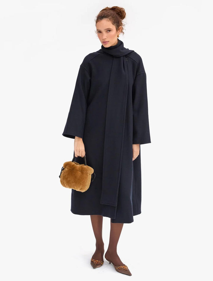 emma top handle shearling bag in teddy