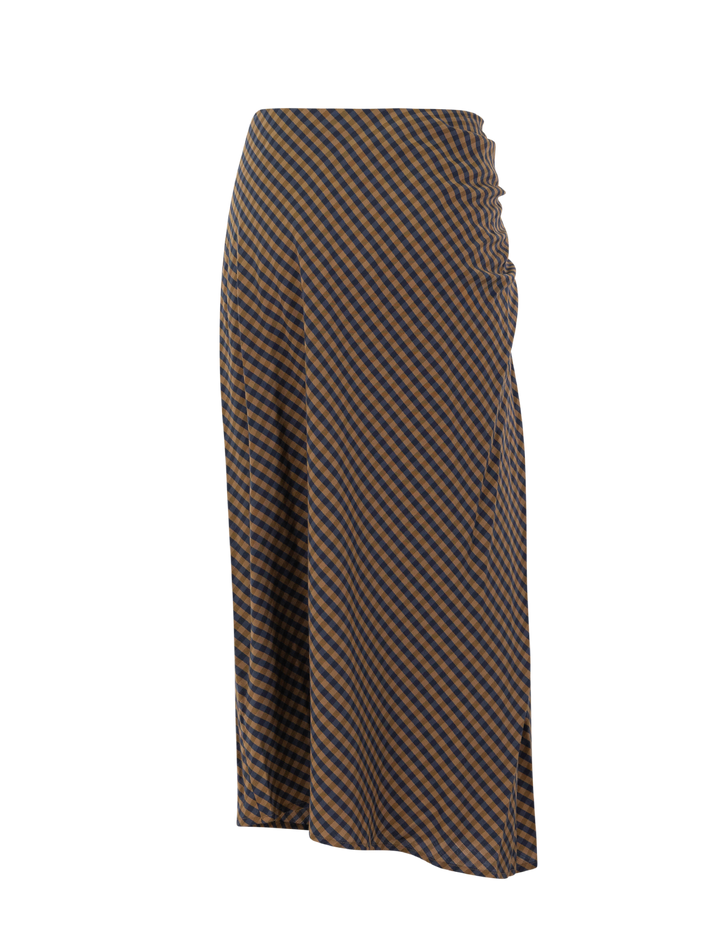 jean skirt in pecan and navy