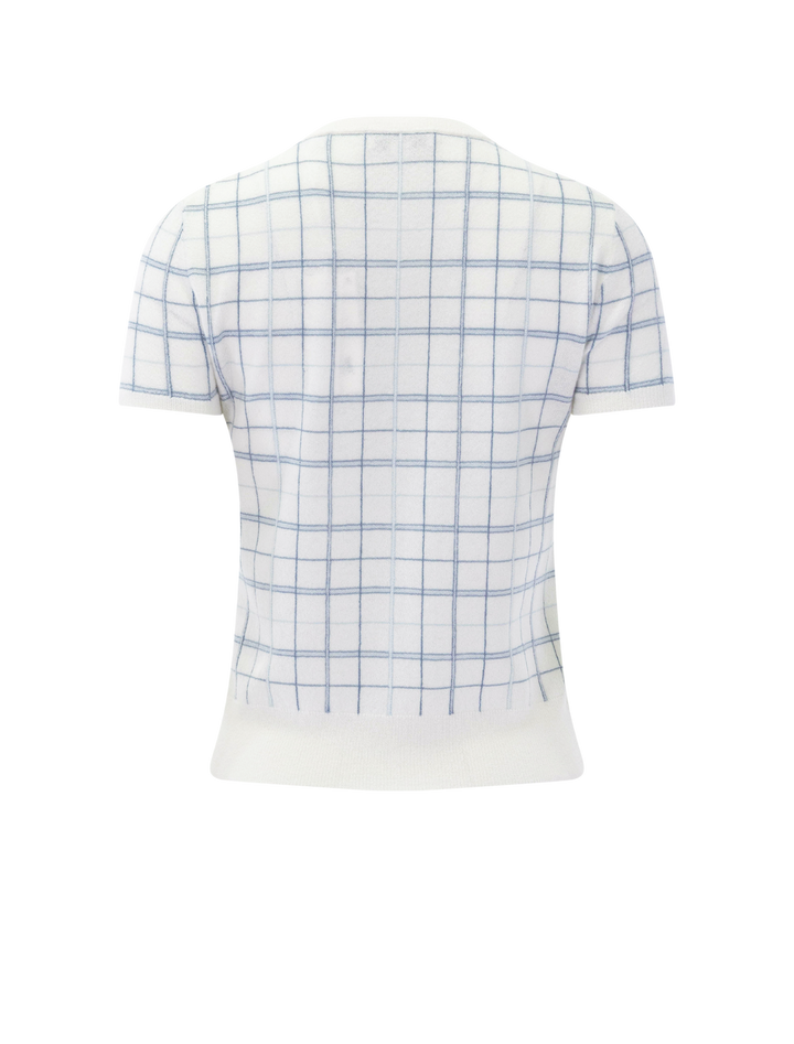 short-sleeve crew in lagoon plaid