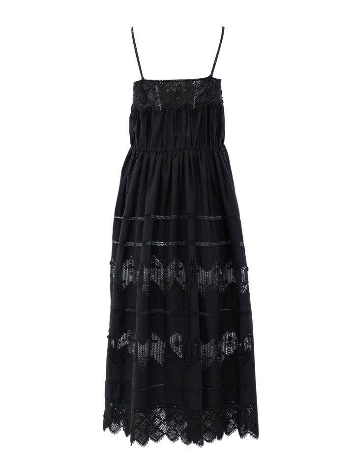 the rosette crochet dress in black