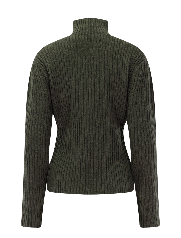 rib mock neck in thyme