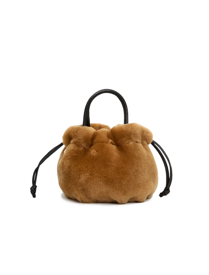 emma top handle shearling bag in teddy