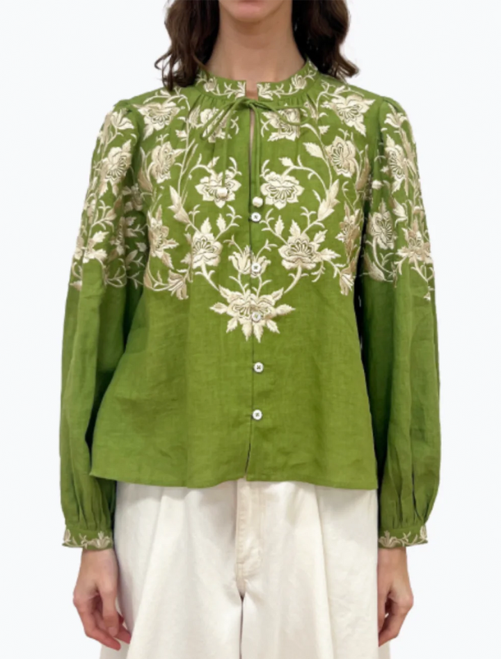alina lace blouse in green