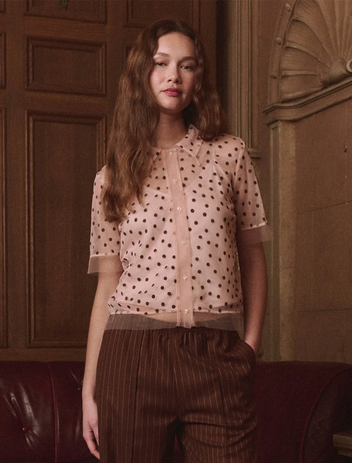 the cotillion top in pink dot