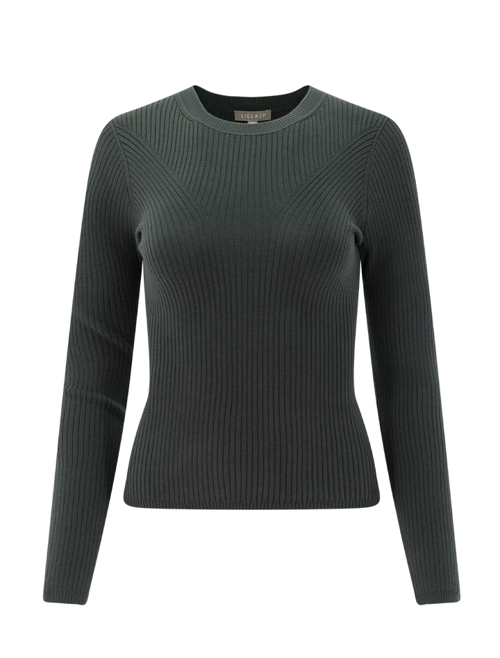 angled rib crewneck sweater in elm