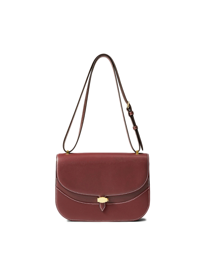 dash saddle bag in burgundy leather