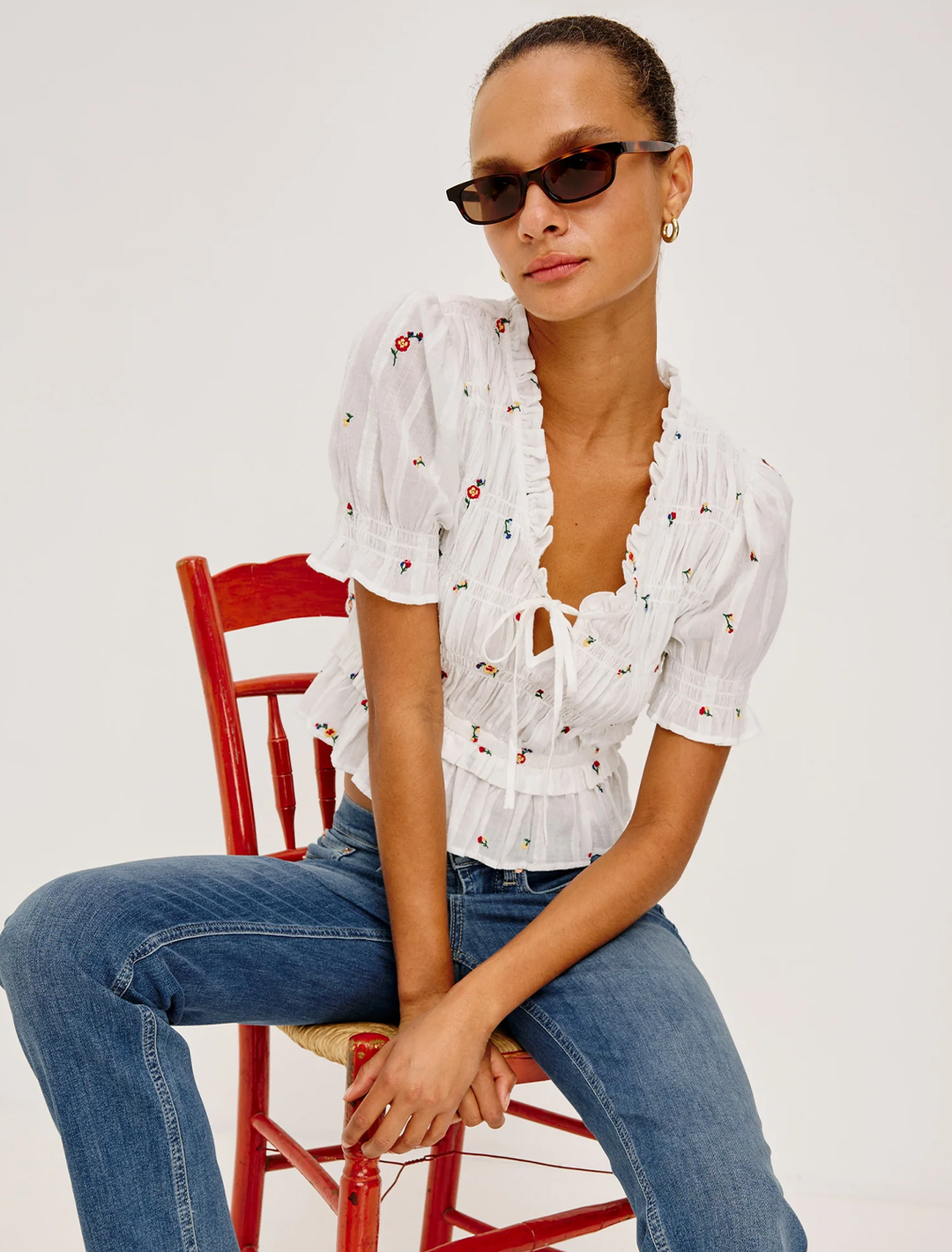 fontaine top in embroidered wildflowers