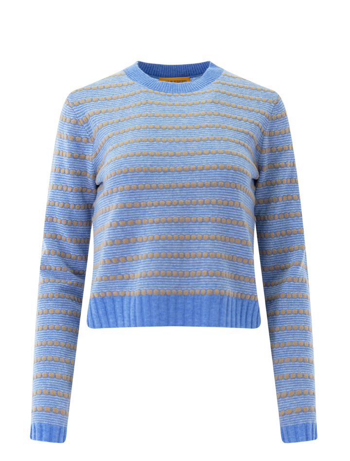 pebble stripe shrunken crew in delft blue