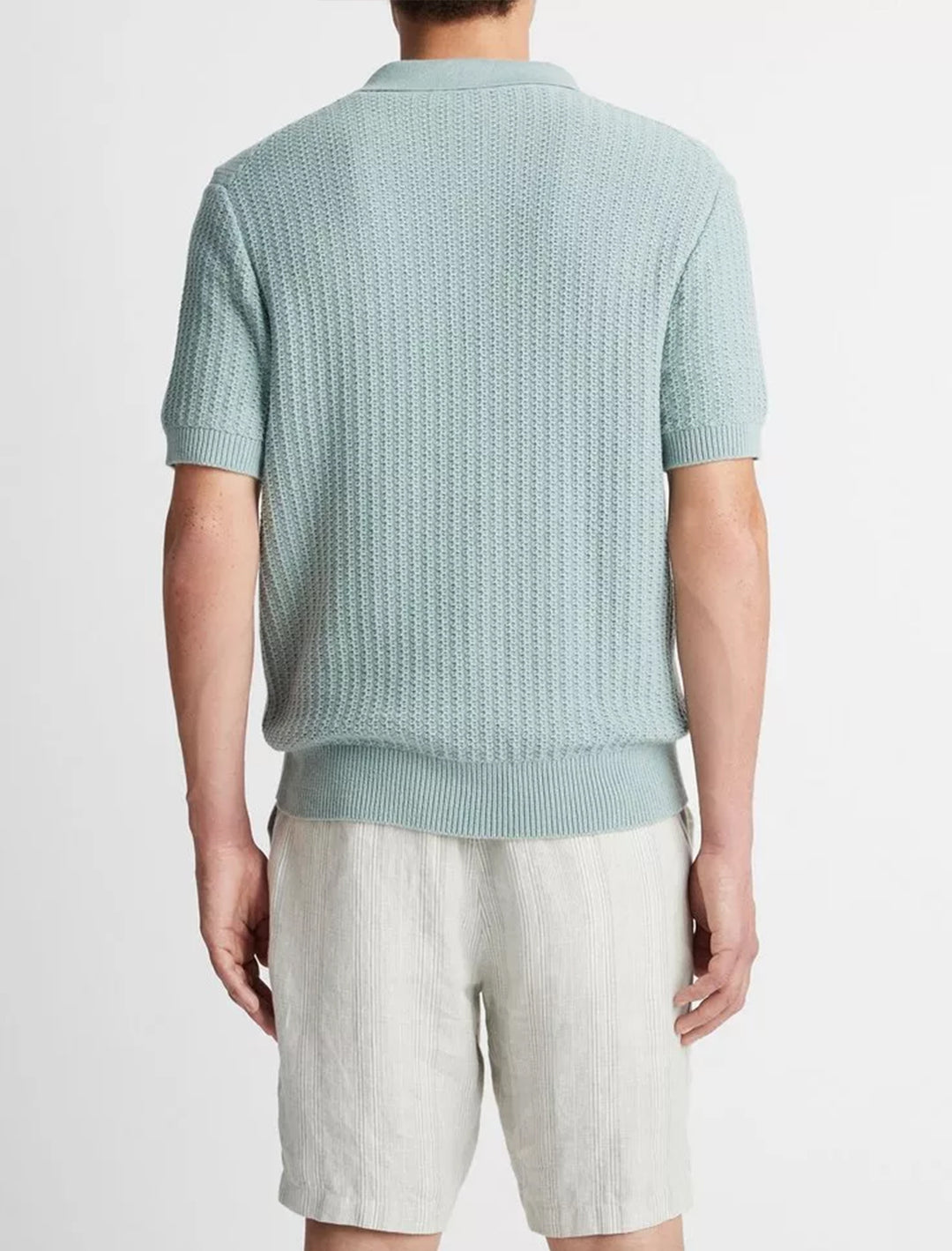 mens crafted rib s/s johnny collar sweater in ceramic blue (3)