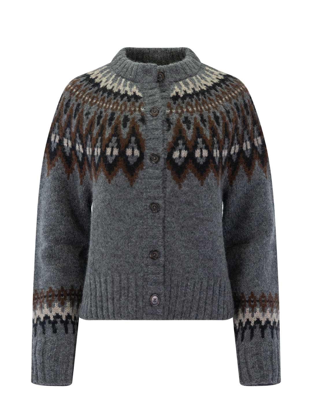 thatcher crewneck cardigan in charcoal