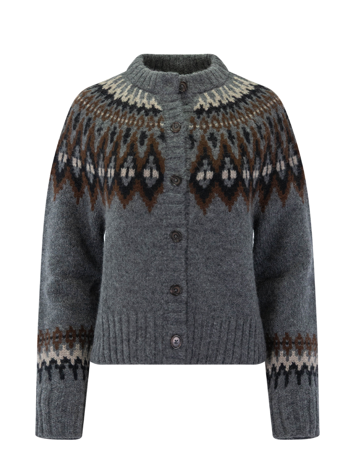 thatcher crewneck cardigan in charcoal