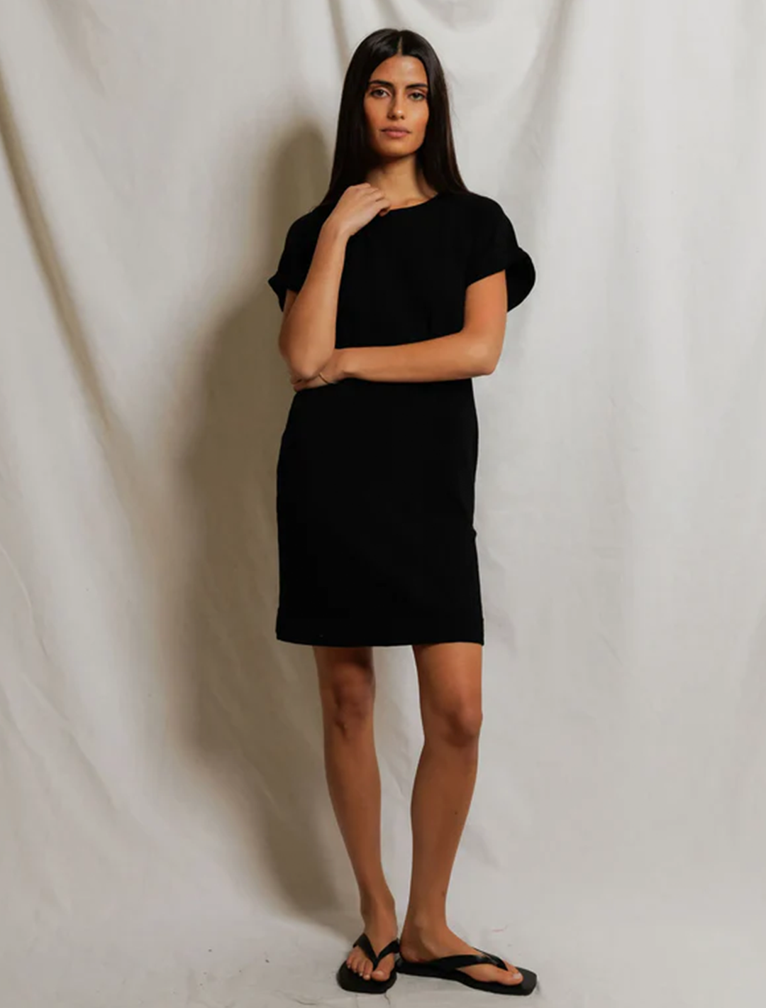laurie japanese jersey dress in black