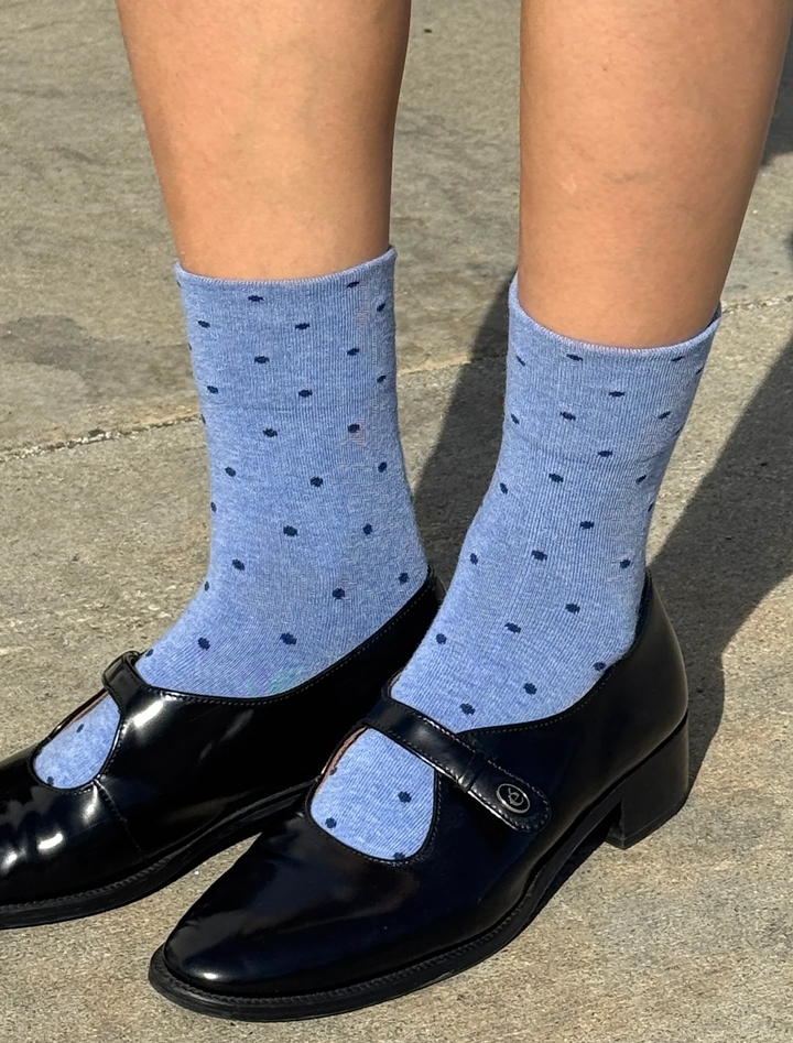 sneaker socks in polka dot - blue/navy