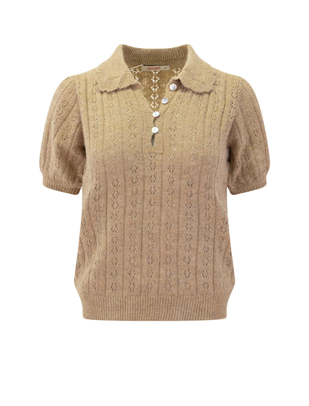 sophie pointelle polo in taupe