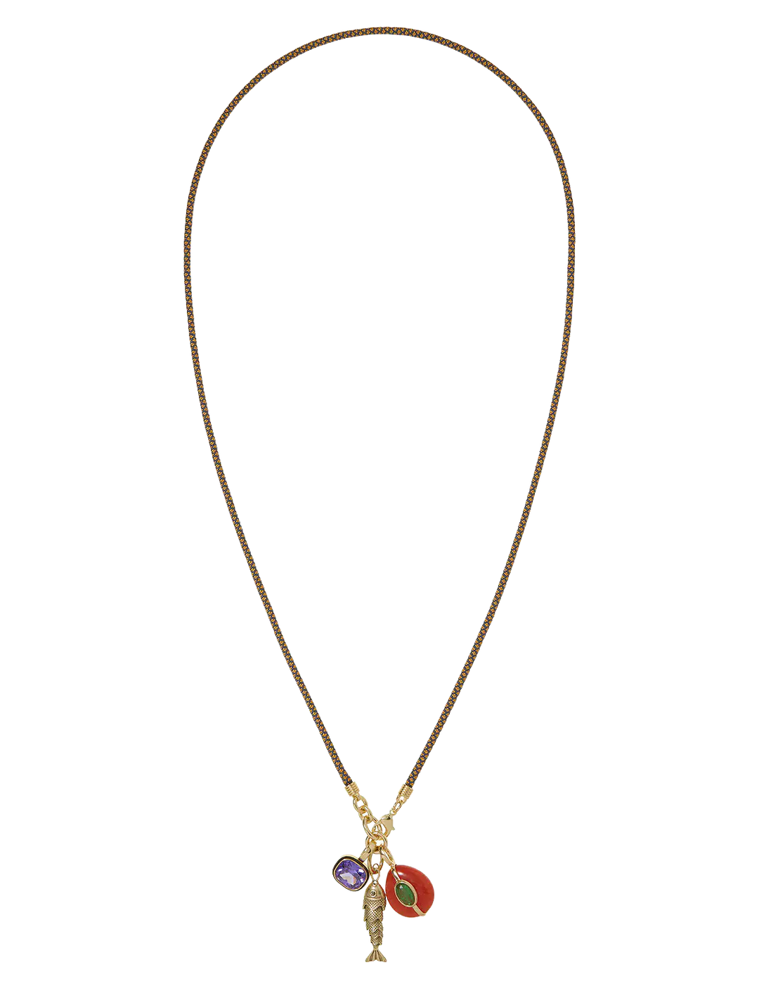 the cubic triple charm cord pendant necklace