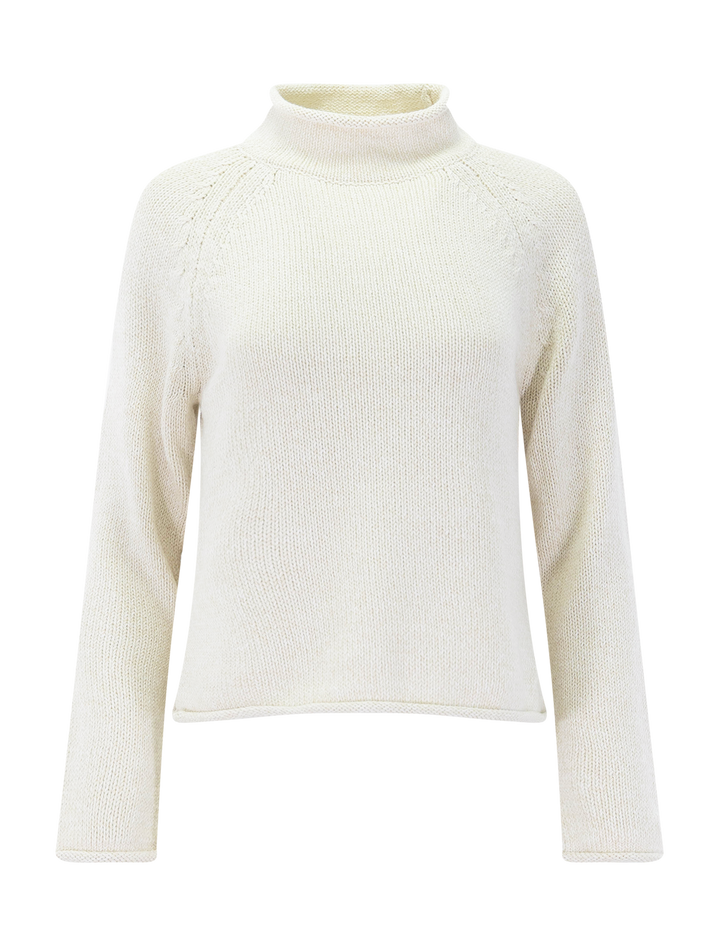 eastport cotton rollneck sweater in marled ivory