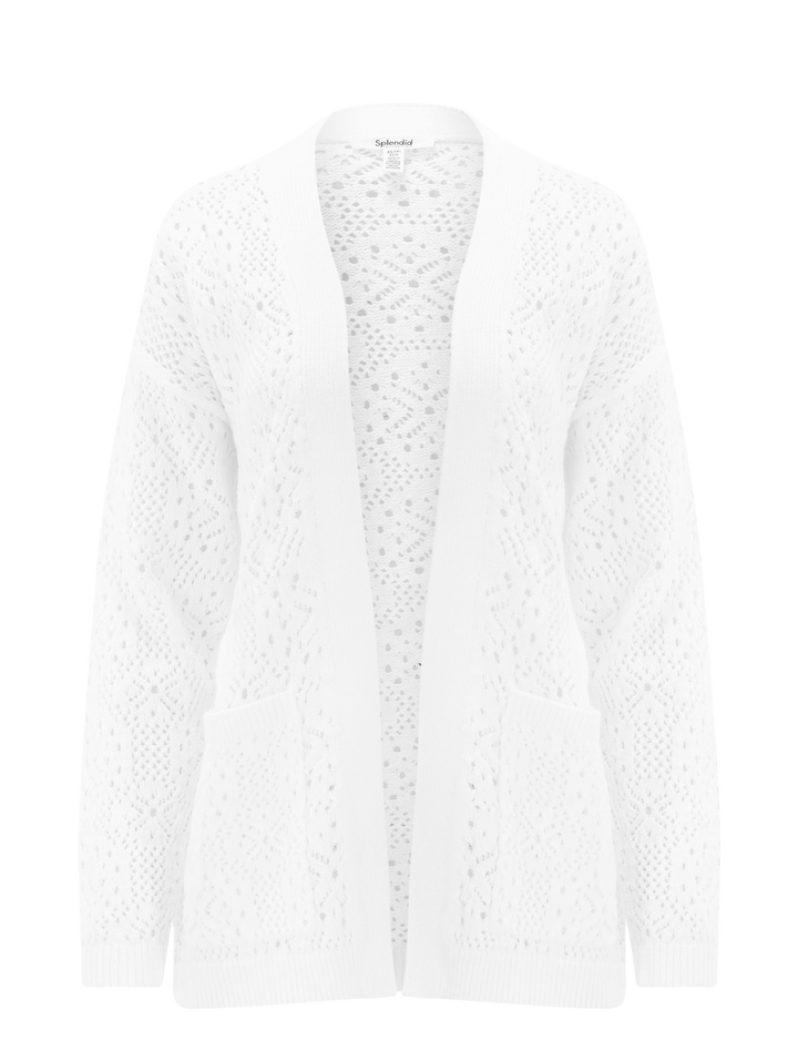 beckham crochet open cardigan in white