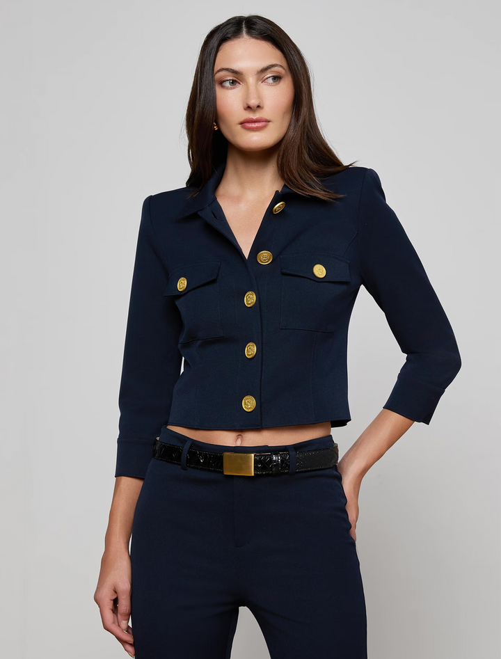 kumi cropped jacket in midnight