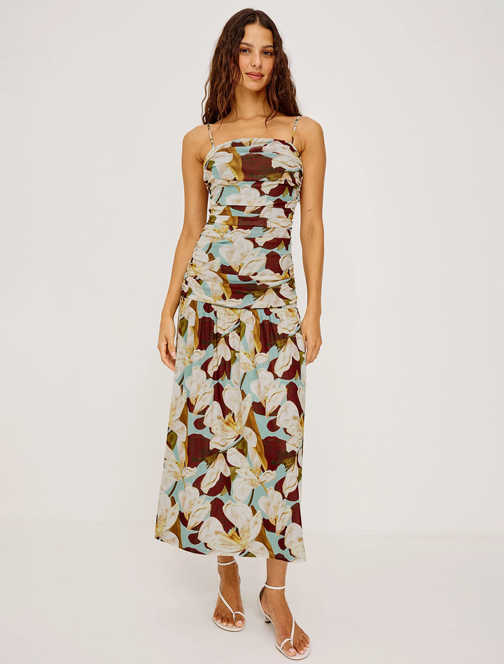 dolly dress in plumeria print