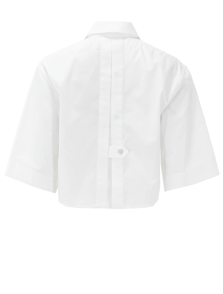 crop trench shirt in white