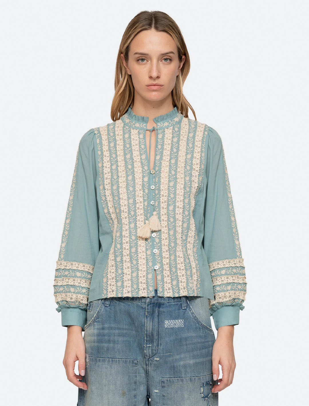 kirsten print longsleeve top in sky