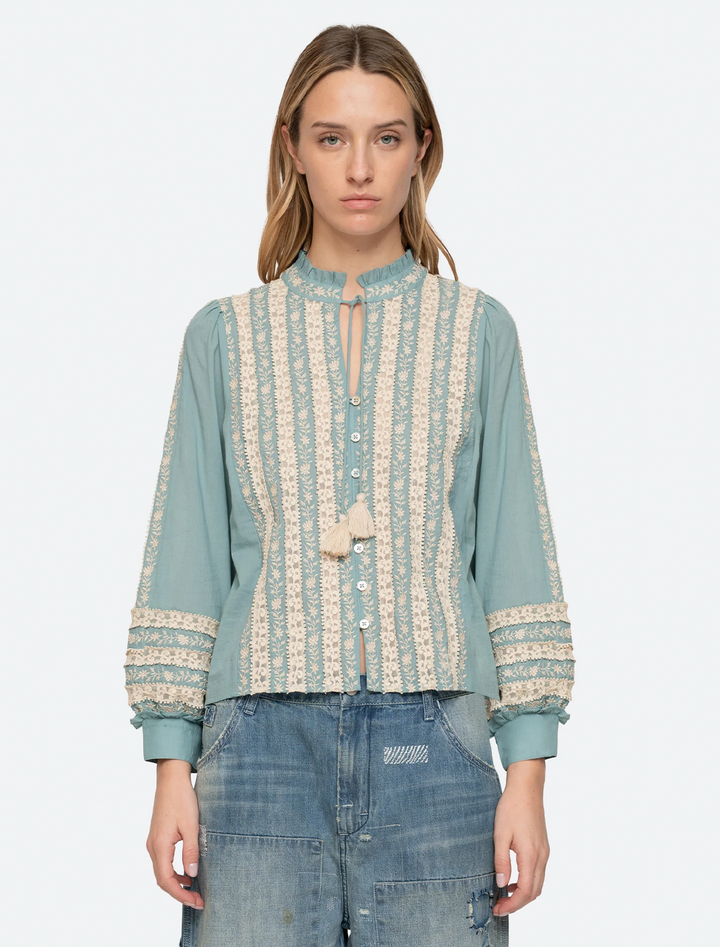 kirsten print longsleeve top in sky