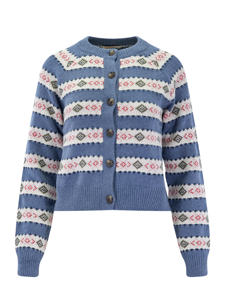 fiorella fair isle cardigan in french blue