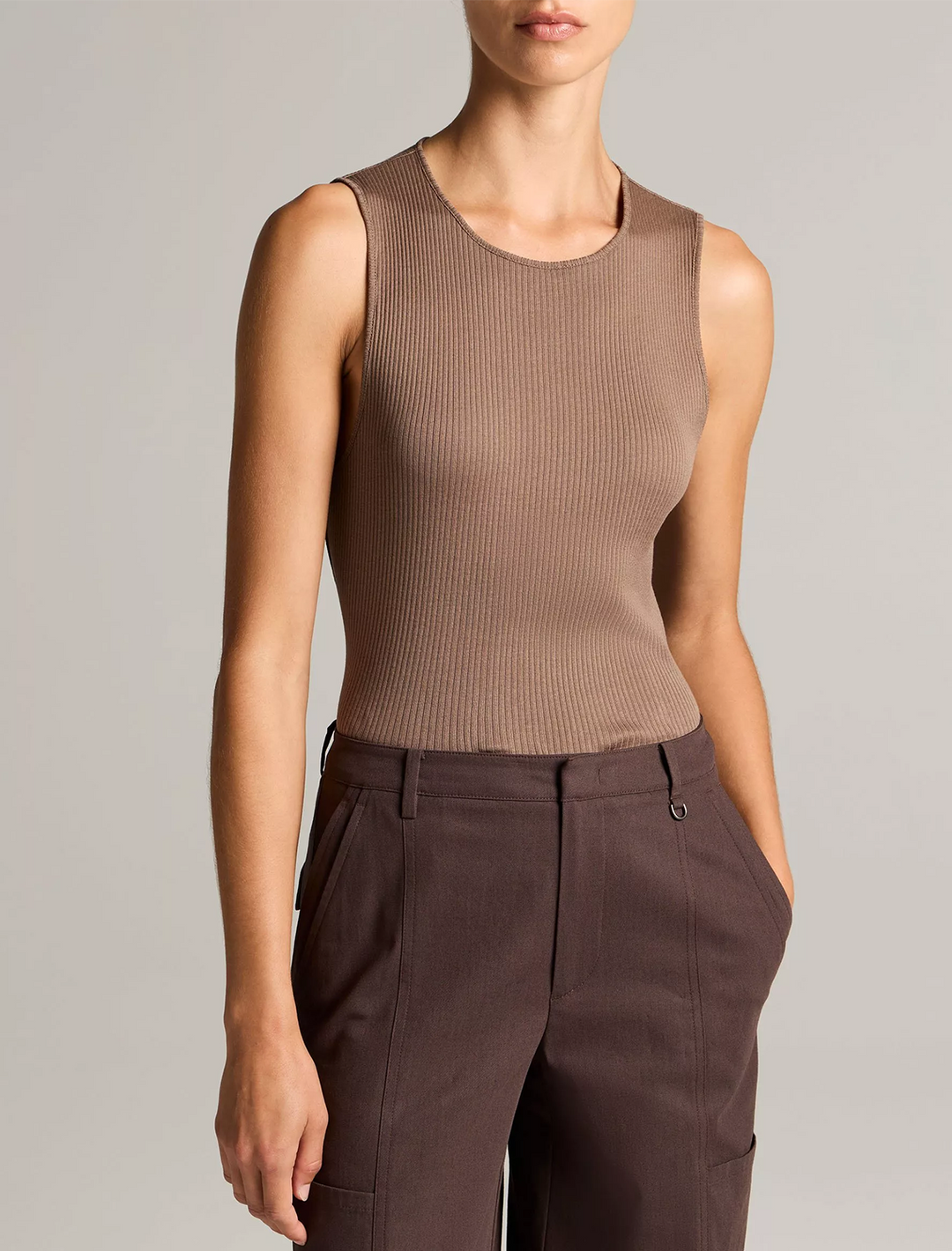 rib shell in taupe