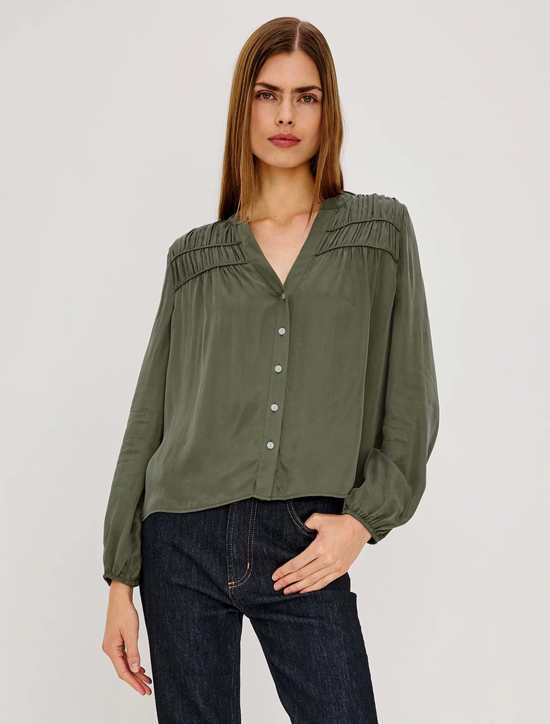 cadence top in washed olive