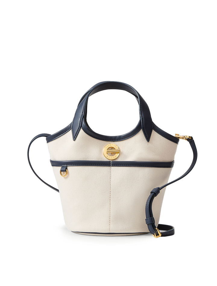 canvas anchor bag in navy and ecru