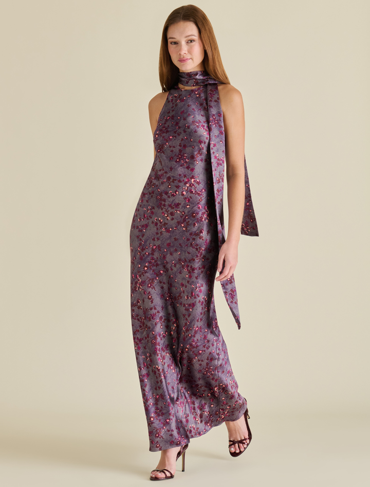 jaiden dress in feather grey print