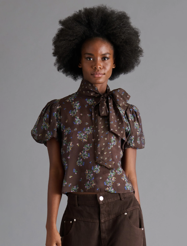 lolanie top in dark espresso print