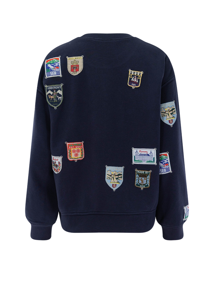 davis patchwork sweatshirt in navy