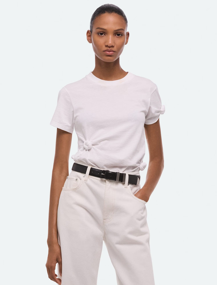 knot baby tee in white