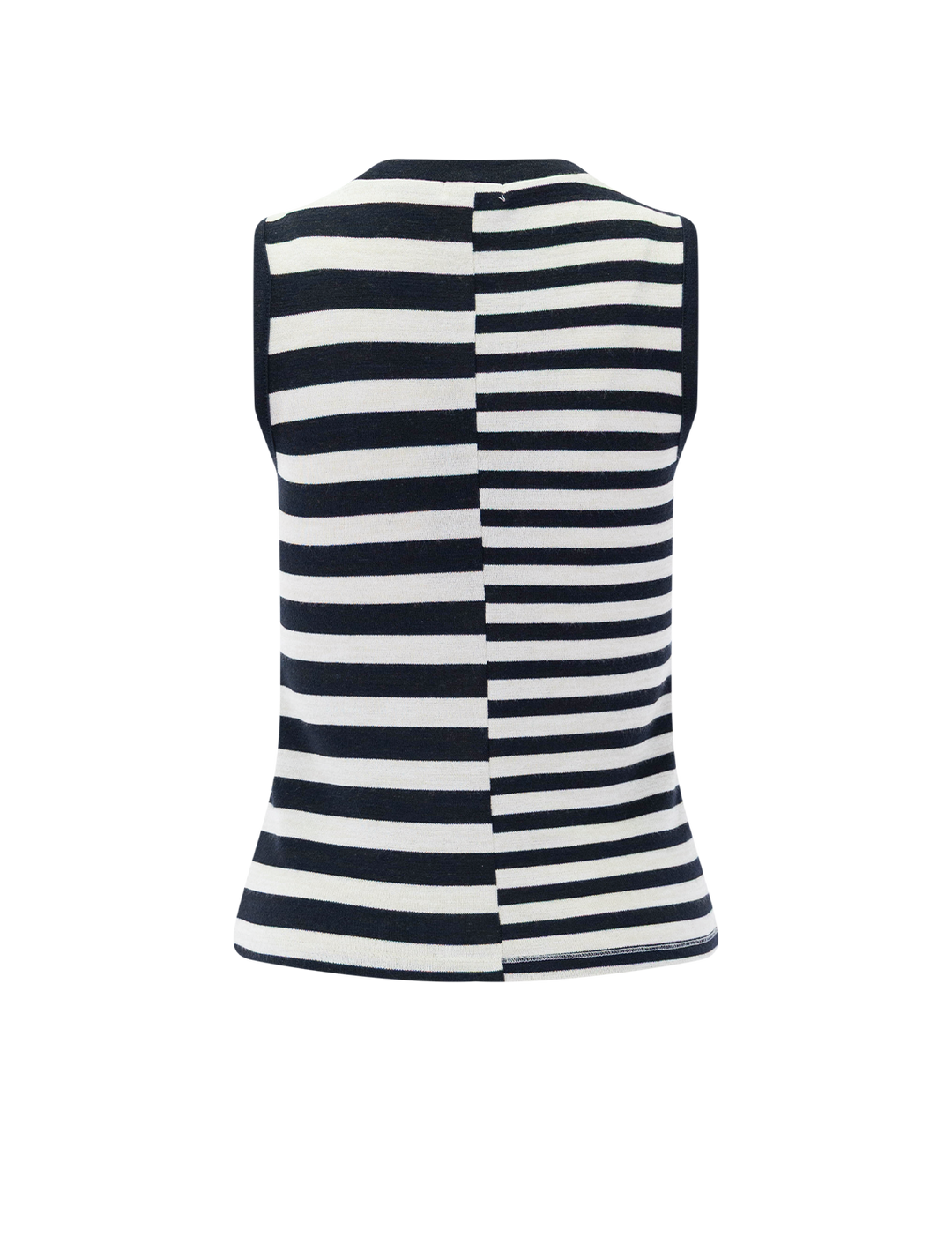 the knit mixed stripe tank in salut navy and white