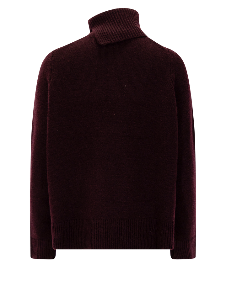 swing turtleneck slit sweater in plum