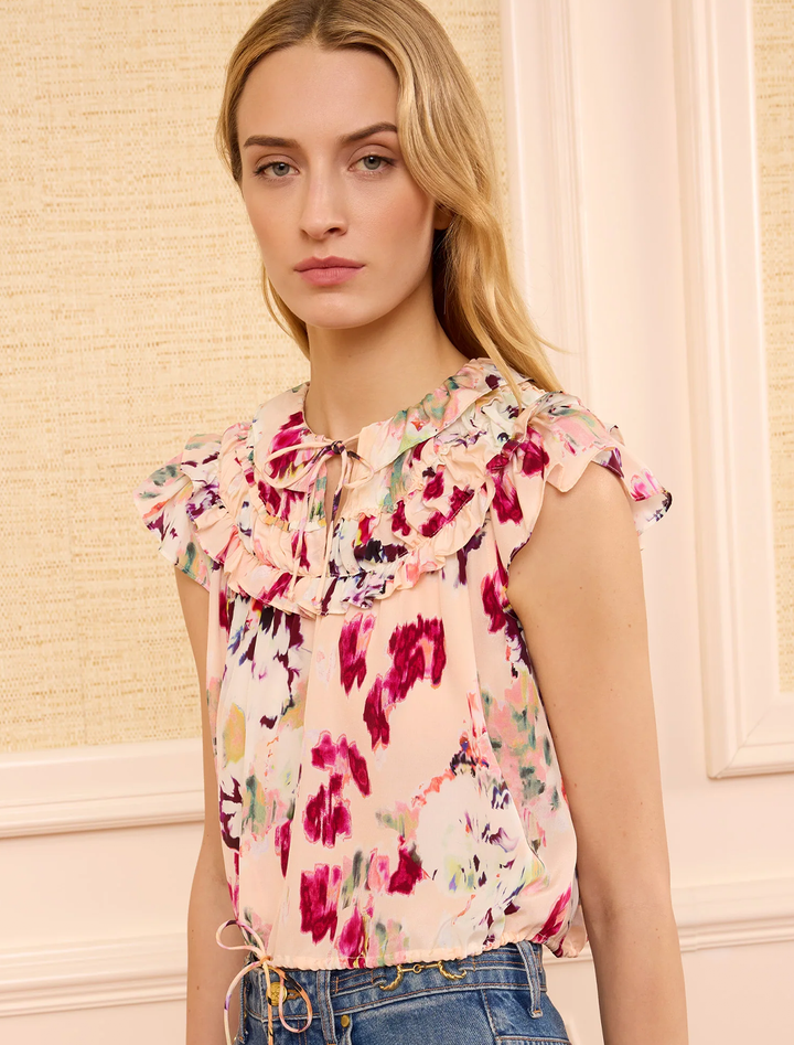 eleonore silk top in summer garden