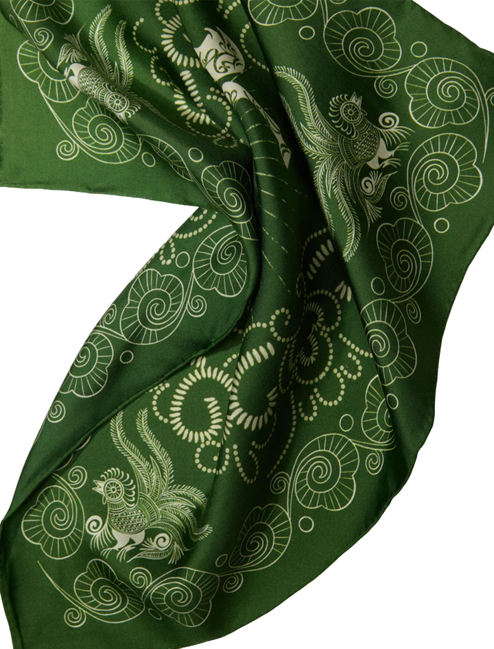 equestrian dreams silk bandana in green