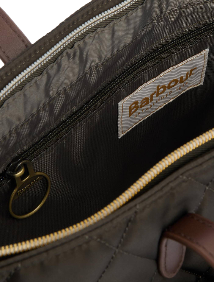 quilted tote bag in olive