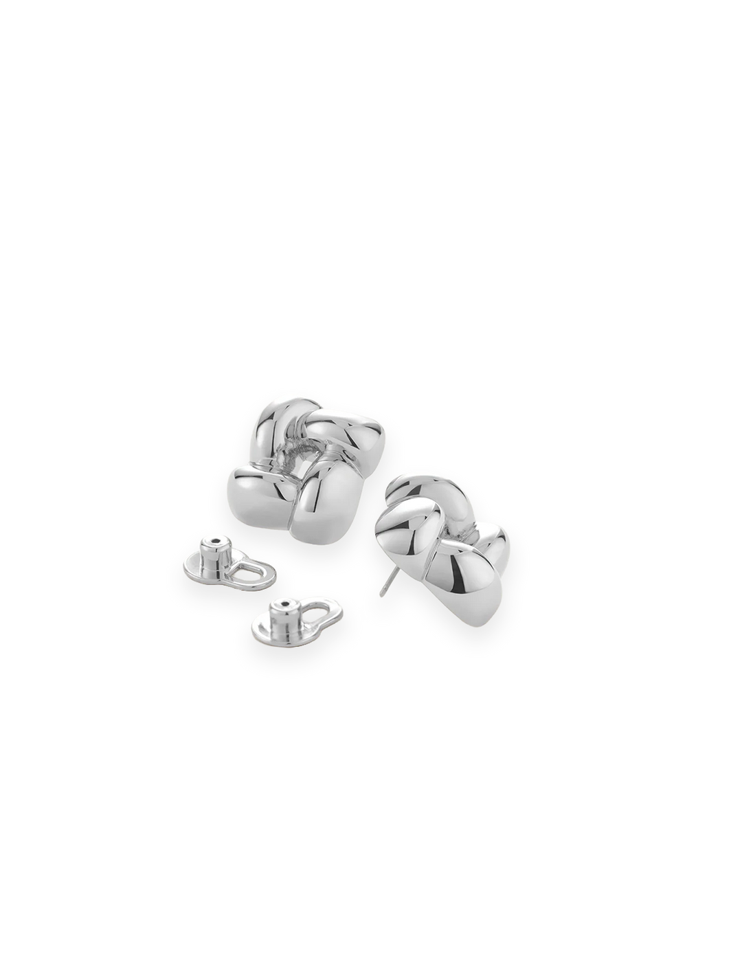 small woven square earrings in high polish silver