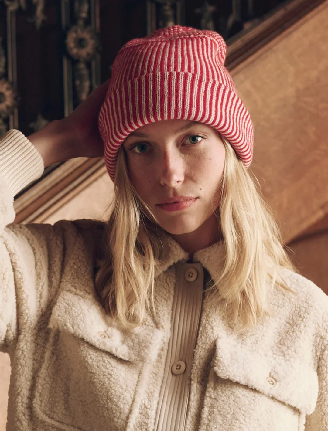 the striped beanie