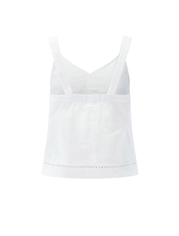 stella linen trim tank in white