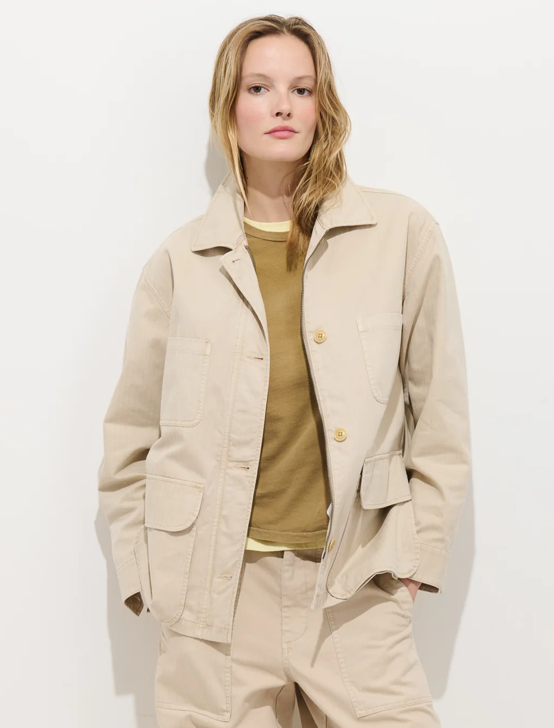 painter jacket in sand herringbone