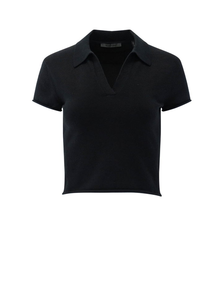 casual shrunken polo in black