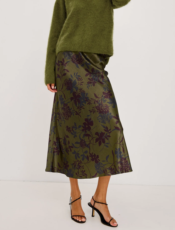 anya skirt in olive dahlia